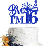 Bro I'm 16 Cake Topper，Celebrate Happy 16th Birthday，Boy fun of being 16 begin Decorations Supplies,Pick 16 Fabulous Birthday Cake Decoration (16)