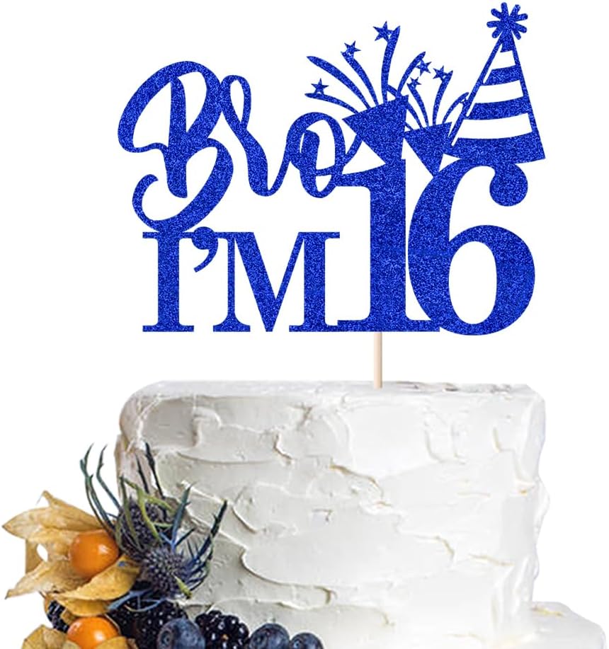 Bro I'm 16 Cake Topper，Celebrate Happy 16th Birthday，Boy fun of being 16 begin Decorations Supplies,Pick 16 Fabulous Birthday Cake Decoration (16)