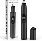 Smity Nose Hair Trimmer, Rechargeable Cordless Painless Ear Eyebrow Trimming Tool Dual Edge Blades Razor Easy Cleansing with LED Light for Man Woman (Black)