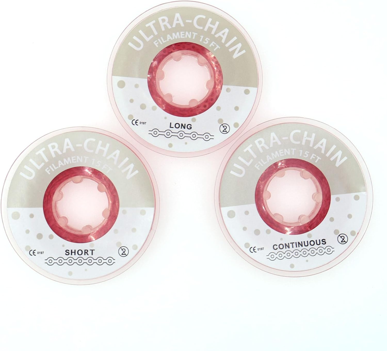 1 Roll/15Ft Orthodontic Dental Elastic Power Chains Dental Elastic Ultra Power Rubber Chain Long Short Closed (Red, Long)