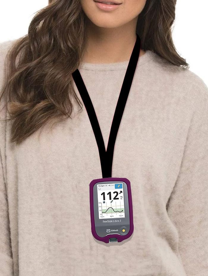 (Purple) Premium Silicone Case (Lanyard + TPU Screen Protector) for Freestyle Libre 3 & Freestyle Libre 2