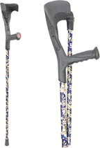 PEPE Mobility Folding Crutches for Adults, Open Cuff, Adjustable Height, Aluminium, Orthopaedic, Flowers, Elbow Crutches Women and Men