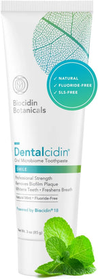 Biocidin Dentalcidin Fluoride Free Teeth Whitening Toothpaste for Adults - Plant-Based Toothpaste - Promote a Healthy Oral Microbiome, Remove Biofilm Plaque (3 Oz)