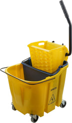 Carlisle FoodService Products Omnifit Mop Bucket with Side Press Wringer and Soiled Water Insert for Floor Cleaning, Kitchens, Restaurants, And Janitorial Use, Polypropylene (Pp), 35 Quarts, Yellow