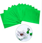 Square Aluminium Foil Packaging Candy Wrappers Sugar Wraps Paper for DIY Candies and Chocolate Packaging by Party/Wedding/Birthday/Chrismas Accessories-200 Piece 5.9"x5.9" (15x15 cm) (GREEN)