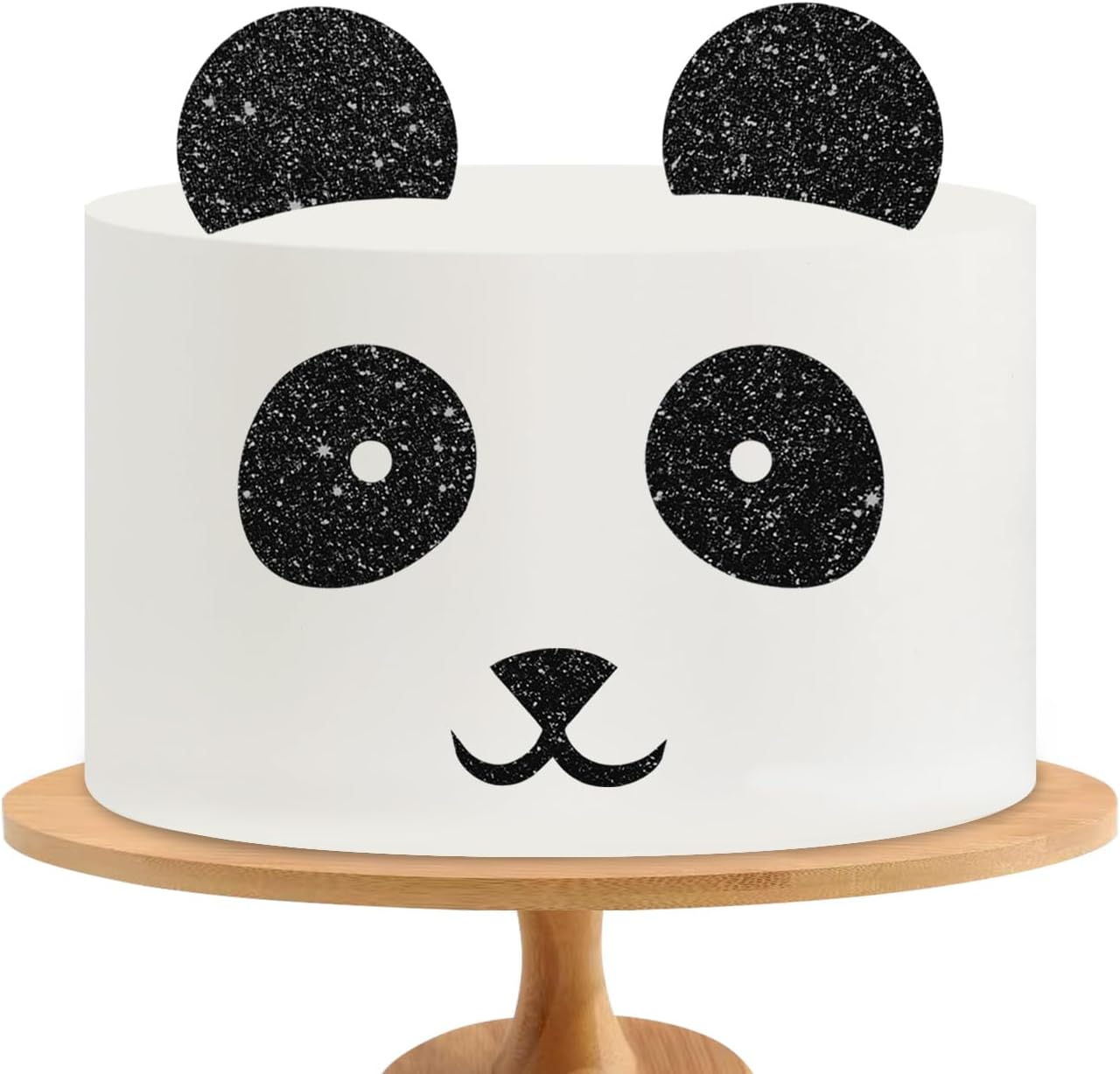 Panda Bear Cake Topper, Panda Birthday Cake Decor, Black Glitter Cute Panda Ears Cake Topper for Baby Shower, Zoo Animal Party Decoration