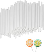 100Pcs Plastic Lollipop Sticks, 4-inch Hollow White Cake Pop Sticks, Thick 4mm Candy Making Accesories for Hard Candy, Chocolate, Cookies (4-inch)