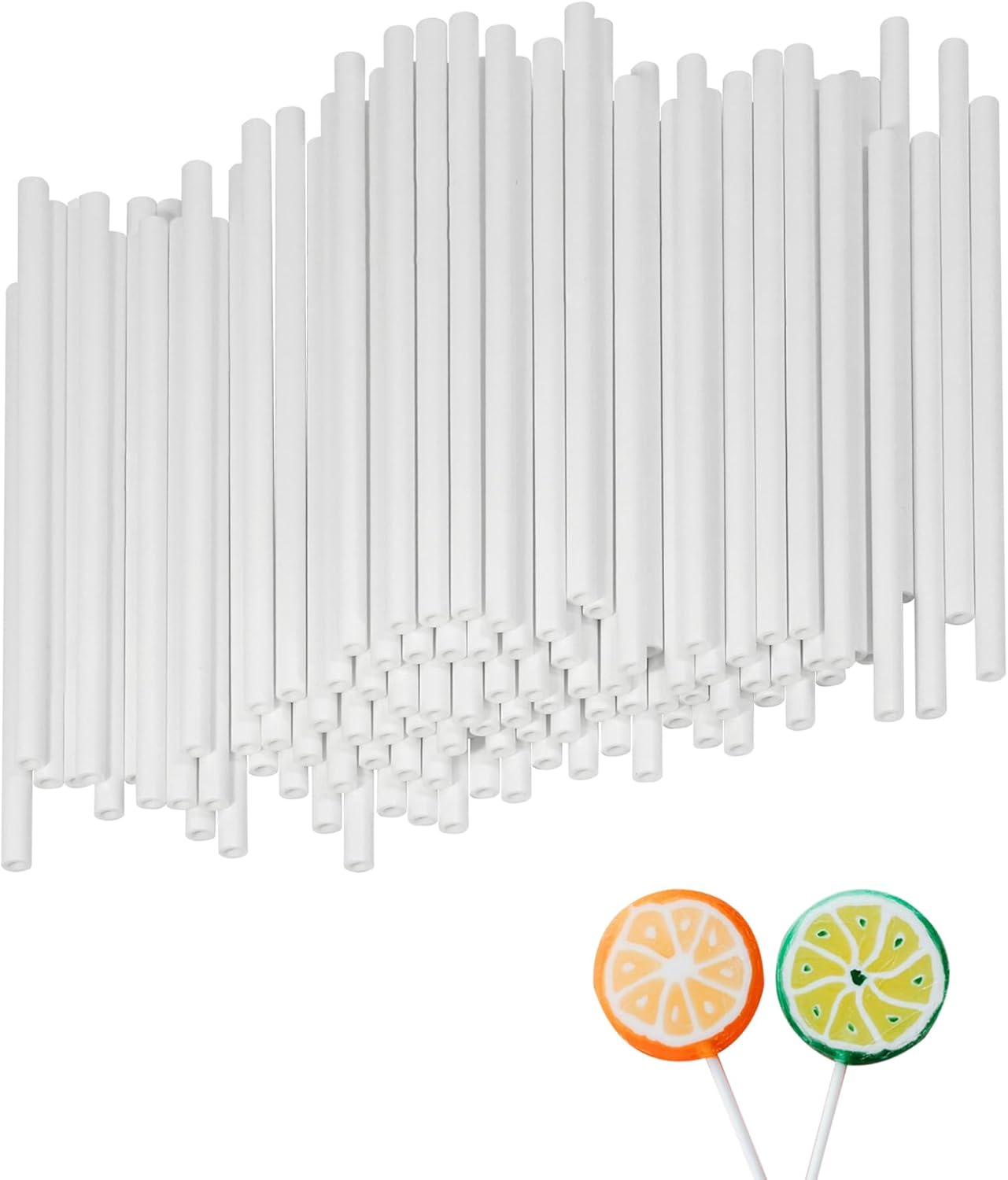 100Pcs Plastic Lollipop Sticks, 4-inch Hollow White Cake Pop Sticks, Thick 4mm Candy Making Accesories for Hard Candy, Chocolate, Cookies (4-inch)