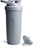 Smartshake Reforce Stainless Steel Protein Shaker Bottle - Non Insulated Unisex Gym Bottle | Metal Shaker Bottles - 900 ml | 30 oz - Leakproof Screw-On Lid - DEHP & BPA Free (Grey)