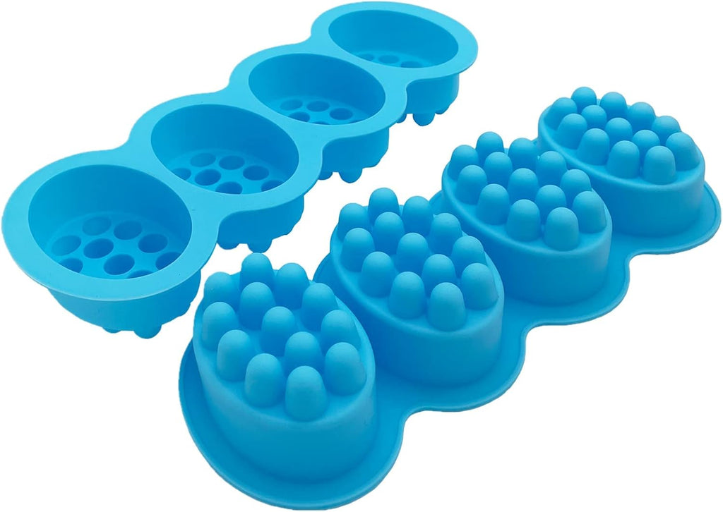2 Pieces Silicone Bakeware Tool Massage Soap Mold Oval Massage Soap Bar Making Mould Silicon Candle Candy Chocolate Cake Baking Pans