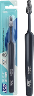 TePe Select Medium Toothbrush, Adult Medium-Bristle Toothbrush with Tapered Head and Angled Neck, Pack of 1