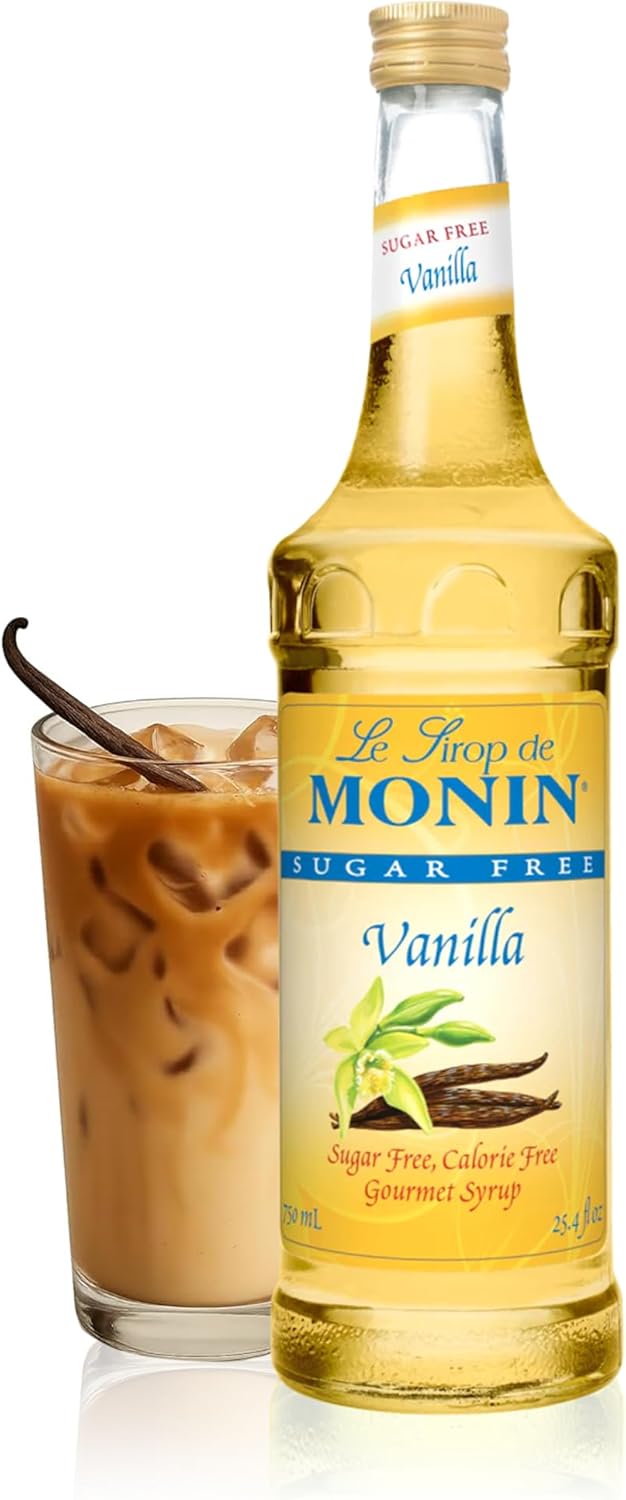 Monin - Sugar Free Vanilla Syrup, Bold Vanilla Bean Flavor, Great for Coffee, Cocktails, & Lattes, Gluten-Free, Non-GMO (750 ml)