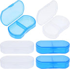 FOMIYES Small Portable Medicine Case 6pcs, 2-Compartment Pill Organizer Boxes with White and Blue, Mini Travel Storage for Tablets and Vitamins