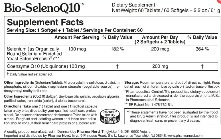 Pharma Nord Bio-SelenoQ10 Anti-Aging Supplement – 100 mg CoQ10 & 100 mcg Selenium, Supports Longevity, Cellular Aging & Heart Health, Research Backed Combo, 60 Softgels & 60 Tablets