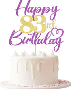 Purple gold Happy 83rd Birthday Cake Topper 1PCS Glitter Happy Birthday Cake Topper for 83rd Anniversary Theme Party Cake Decorations Supplies