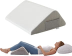 Bedluxe Knee Pillow for Back Sleeping, Leg Pillow Knee Wedge Pillow, Memory Foam Wedge Pillows for Legs Post Surgery, Triangle Pillow for Knee Support, Leg Elevation, Knees Hip Back Pain Relief, White