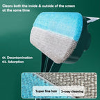 Window Screen Cleaning Brush - 2 in 1 Net Screen Cleaner Tool with Squeegee, Mesh Screen Cleaner, Multi-Purpose Cleaning Brush for Patio Door Porch Screens (1, Green)