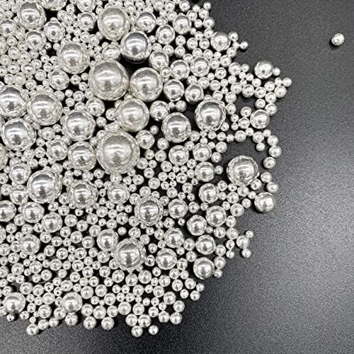 Weraru Edible Silver Pearl Sugar Sprinkles Candy Mixing Size Baking Edible Cake Decorations Cupcake Toppers Cookie Decorating Celebrations Wedding Shower Party Chirstmas Supplies 120g/ 4.2oz