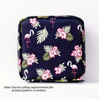1PC Sanitary Napkin Storage Bags, Reusable Tampon Organizer Pouch With Zipper, Portable Sanitary Bags for Feminine Products, Washable Multi-Function Travel Storage Pouch (Dark Blue Flamingo)