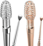 Spring Ear Wax Cleaner Tool Set Ear Cleaner Ear Cleaner Tool Ear Wax Removal Spoon Double Ended with Stainless 360° Spiral Ear Massage Cleaning Tool Ear Cleaner Cleaning Brush and Storage Box 2PCS