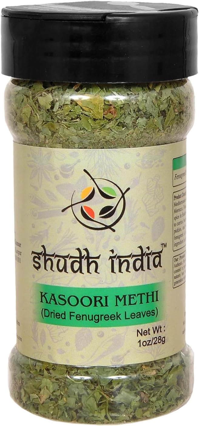 Shudh India Dried Fenugreek Leaves (Kasoori Methi) Ground Spice ~ All Natural | Salt-Free | Vegan | No Colors | Gluten Friendly | NON-GMO | Indian Origin