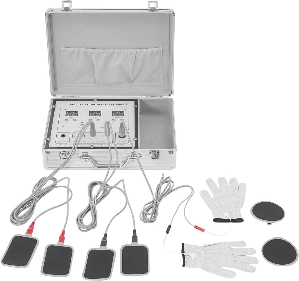 Shockwave Therapy Machine, Bioelectric Body Meridian Massager, 10 Modes 99 Intensity Levels Digital Display Massage Device, with Electrode Patches & Gloves for Muscle Pain Relief