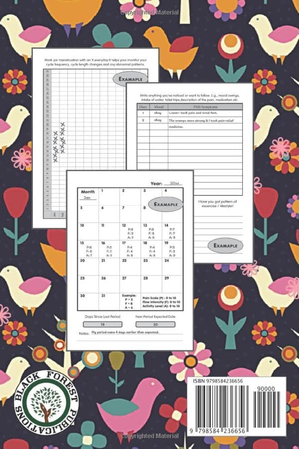 Period Tracker: PMS Tracker | Menstrual Cycle Journal | 4 Years Monthly Calendar With Annual Graph Chart To Monitor PMS Symptoms, Mood, Flow & Pain Intensity For Young Girls, Teens & Women