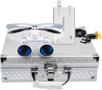 EustomA 2.5X Binocular Loupes Optical Glasses +3W LED Headlight Lamp with Filter + Aluminum Box Silver