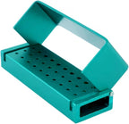 LA MIERE 30 Holes Dental Burs Holder Diamond Burs Drill High Speed Block Aluminum Autoclavable Box, Disinfection Bur Organizer Station Opening Box Case with Cover Reusble - Turquoise