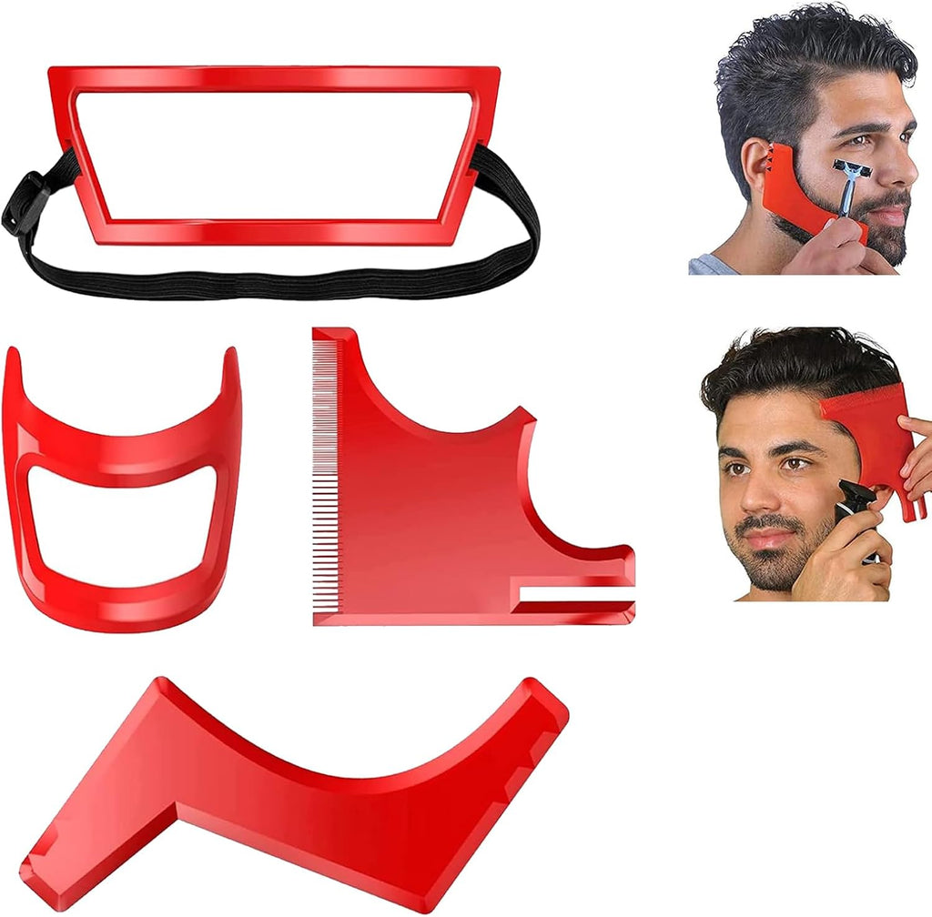 4Pcs Beard Shaping Tool Kit, Beard Shaper with Precise Templates for Men's Grooming, Hairline, Goatee or Neckline Styling