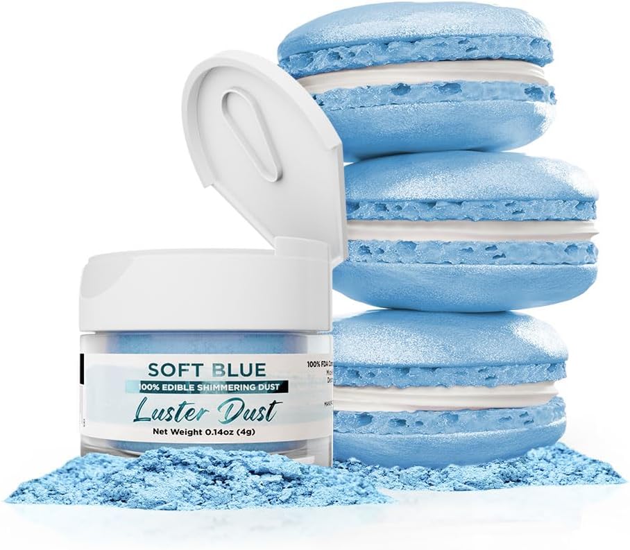 Luster Dust - Soft Blue (4g 1x Jar) | Edible Vegan Dust & Paint for Cake Decorating, Ice Cream, Desserts, Cocktails and Beverages by Bakell