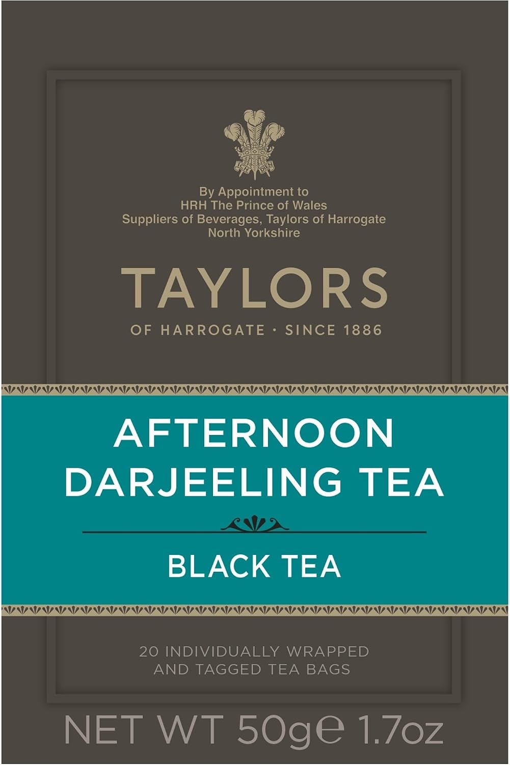Taylors of Harrogate Afternoon Darjeeling, Black Tea, Individually Wrapped Bags 20 Count (Pack of 1), Delicate, Sweet & Floral, Caffeinated, Enjoy Hot or Iced, 20 Teabags
