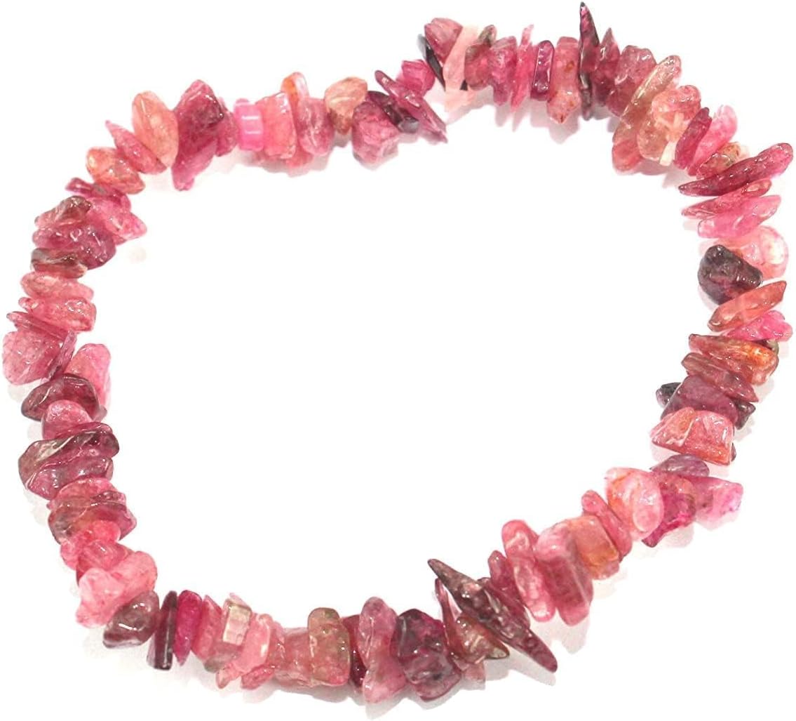 Hijet Pink Tourmaline Chips Bracelet for making Jewelry Balancing Positive Energy Harmony Luck Yoga Meditation Reiki Genuine Authentic Fashion Style