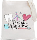 POFULL Dental Hygiene Make Up Bag Dental Assistant Gift Dental Zipper Pouch Bag RDH Gift (Dental Hygiene Tote Bag)