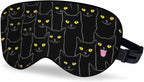 Black Cats Sleep Eye Mask Halloween Spooky Feline Kitten Face Men Women Sleep Mask with Adjustable Strap Eye Cover Eye Shade for Travel, Nap,Meditation