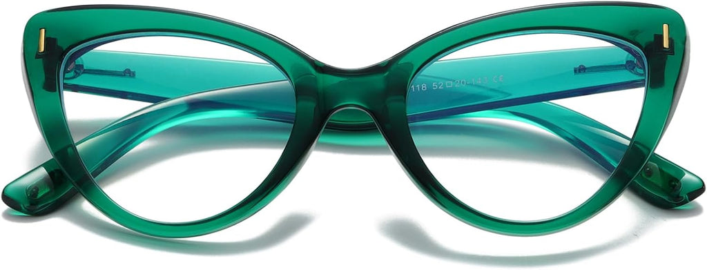 Viseng Womens Oversized Cateye Reading Glasses Blue Light Computer Glasses Stylish Reader +2.0 (green)