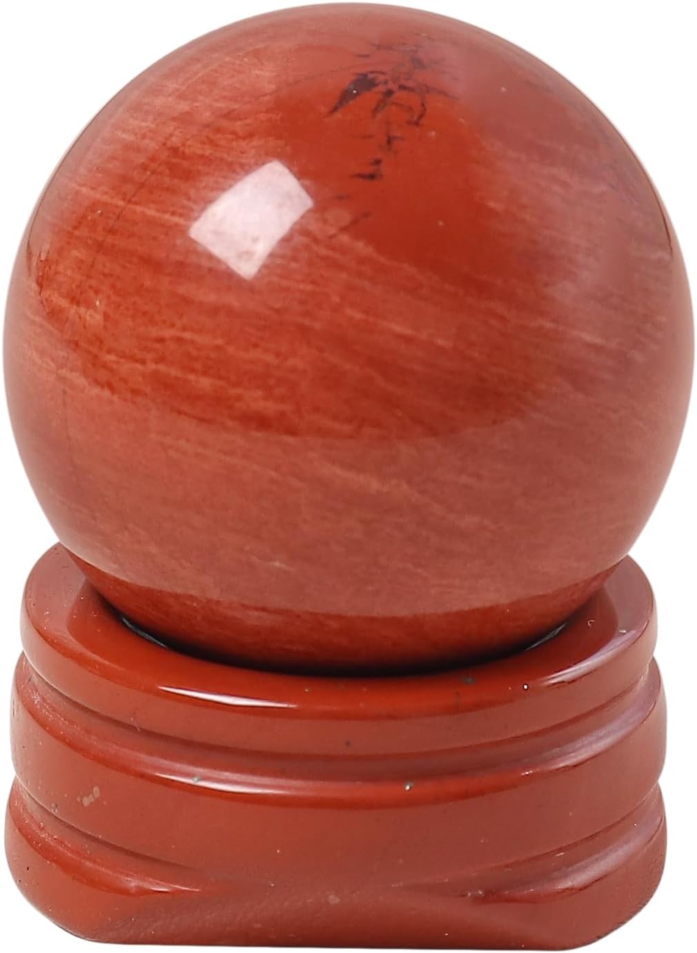 Natural Red Jasper Ball with Stone Stand, Healing Crystal Sphere for Home Fengshui Yoga Meditation, Reiki Energy Balancing 1.18”(30mm)