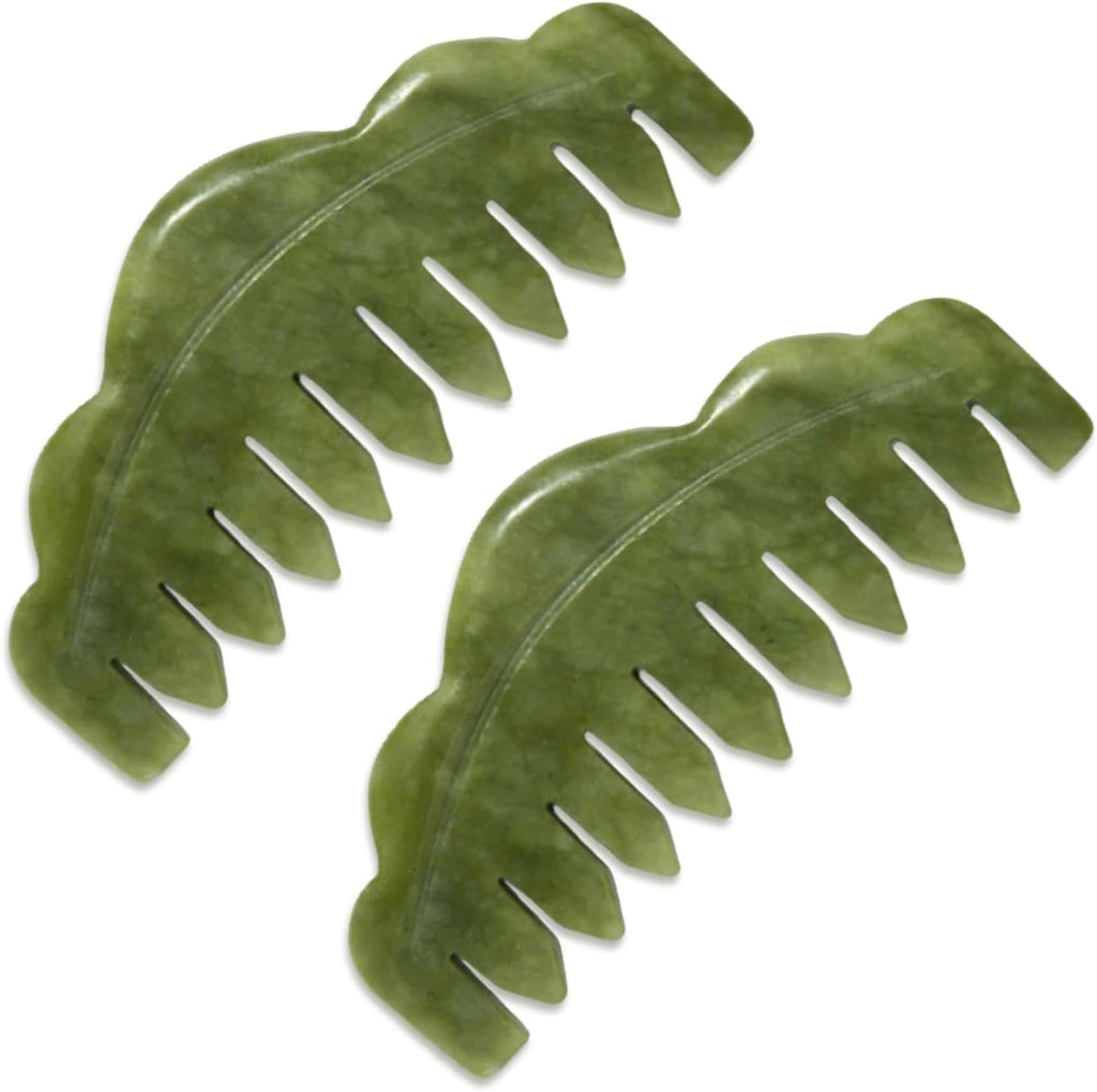 2Pcs Jade Comb Facial Supplies Gua Sha Hair Tool for Scalp Massage Handheld Head Massager Combs for Therapy Jade Brush Massage Tool for Relaxation and Wellness Care