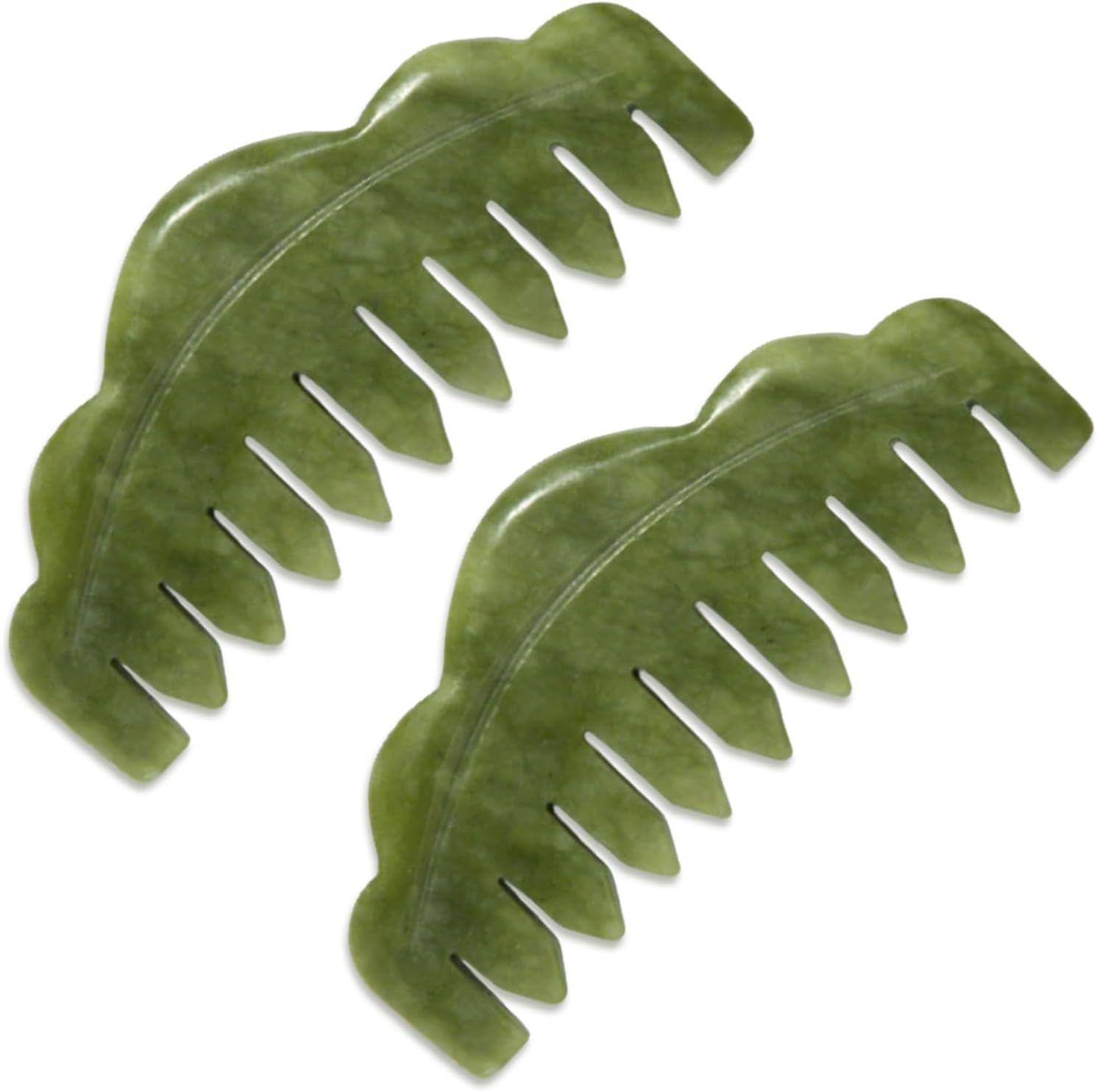 2Pcs Jade Comb Facial Supplies Gua Sha Hair Tool for Scalp Massage Handheld Head Massager Combs for Therapy Jade Brush Massage Tool for Relaxation and Wellness Care