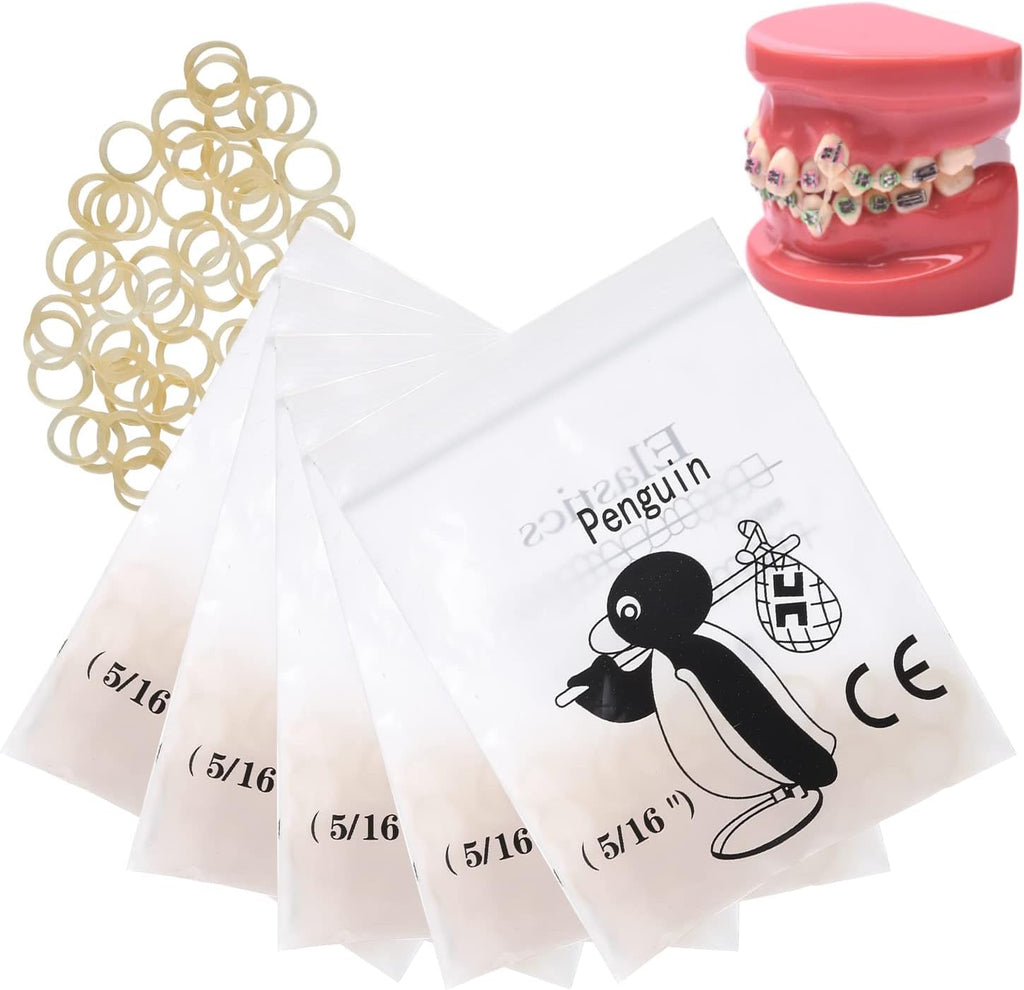 AnhuaDental 500 pcs Orthodontic Elastics Bands for Braces,3.5 Ounces Heavy Dental Rubber Traction Bands(100 Pieces/Pack)