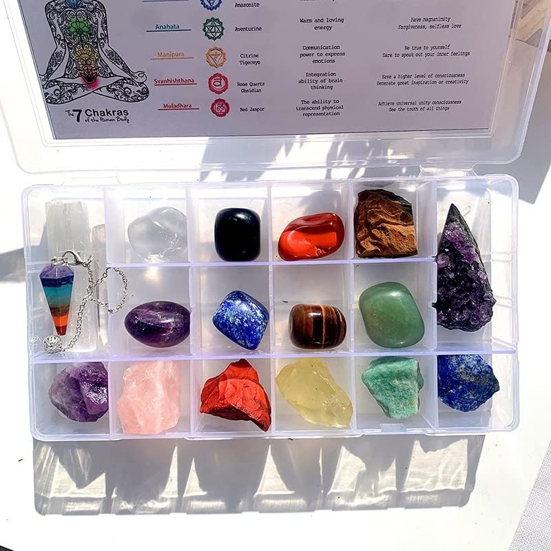 Crystal Stone Crystals Stones Beginners Kit of Chakra Natural Rose Quartz Set Box Presents