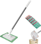 Snap Grip Mini Mop, Hands-Free Cloth Changing with 360° Rotating Head, Zero-Touch Portable Wall Mop for Floor, Tile and Mirror, Universal Pad Compatibility for Any Cloth+ Magic Cleaning Cloth*10