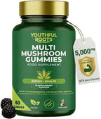 Multi Mushroom Gummies 6-in-1 with Lions Mane, Reishi, Shiitake & Vitamin B6 - Focus, Energy & Vitality - Vegan & Sugar-Free - 60 Gummies for Kids & Adults