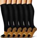 COOLOVER Copper Compression Socks for Women and Men(6 Pairs)-Best Support for Running, Athletic, Nursing, Travel