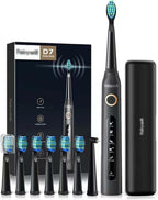 BNEI Sonic Electric Toothbrush, 5 Modes, 2 Minute Timer, 30 Day Life, 8 Replaceable Brush Heads, Black/Pink (Black,B)