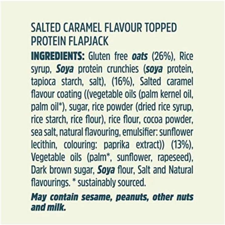 Trek High Protein Flapjack Salted Caramel 50g (Pack of 16 Bars)- Gluten Free - Vegan Snack
