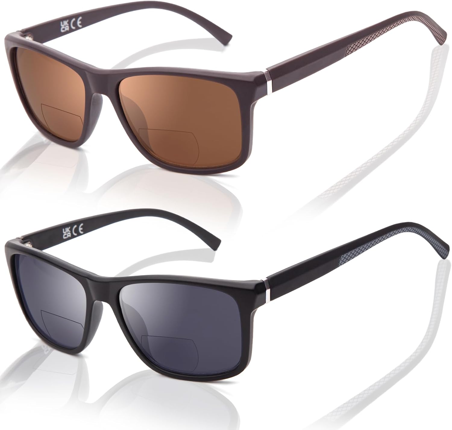 LianSan XL Bifocal Reading Sunglasses for Men Women,Top Clear Oversized TR90 Wide Fit Sun Readers,Full Frame UV400 Protection