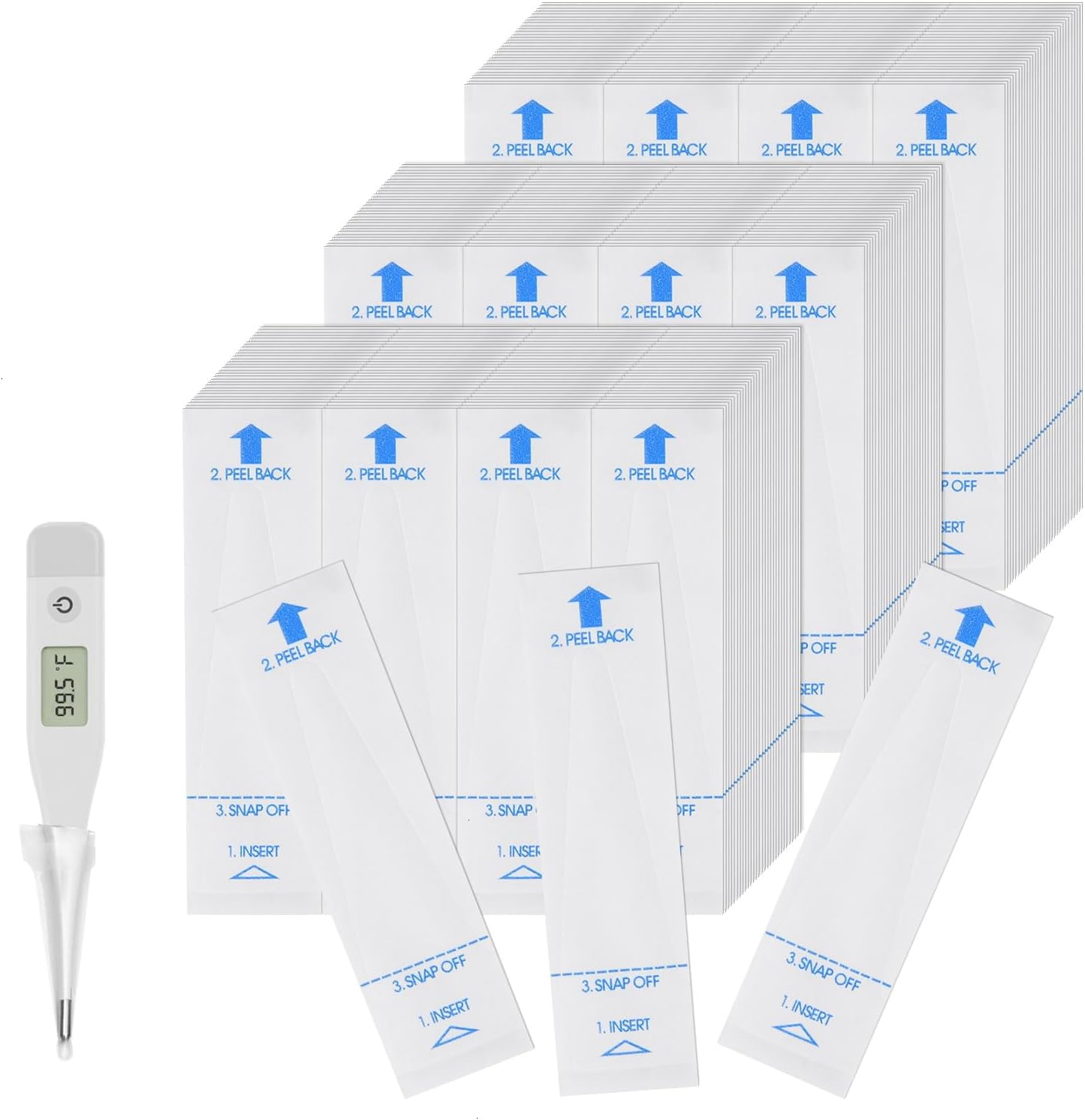 SenseYo 200 Pcs Disposable Digital Thermometer Probe Covers Sleeve Clear Temperature Sheath Sleeves Cover for Oral, Armpit, Rectal Thermometer