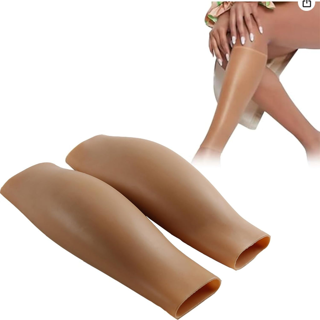 Realistic Silicone Calf Pads with Arm Sleeves Leg Shapers for Thin or Crooked Legs Scar Birthmark Concealer