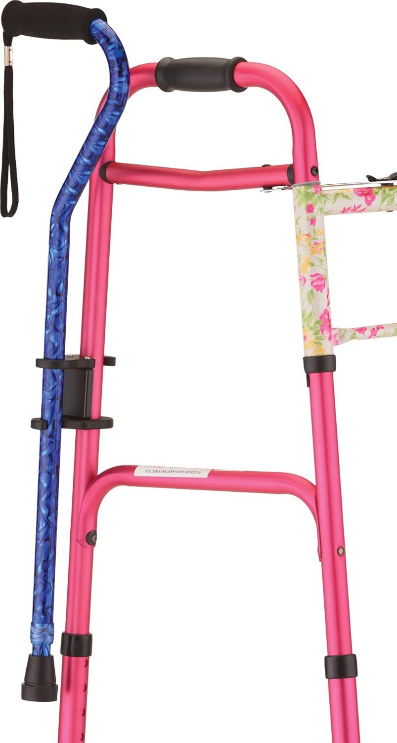 NOVA Snap-On Cane Holder for Walkers & Rollators – No Tools Required, Side-Mount Cane Clip, Durable Plastic – Fits 7/8” Cane & 1” Walker/Rollator Tubes